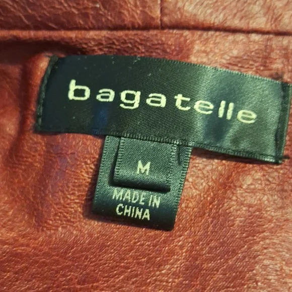 Cropped Bomber Jacket, Vegan Leather, Cranberry Shade, Bagatelle Brand - Picture 13 of 15